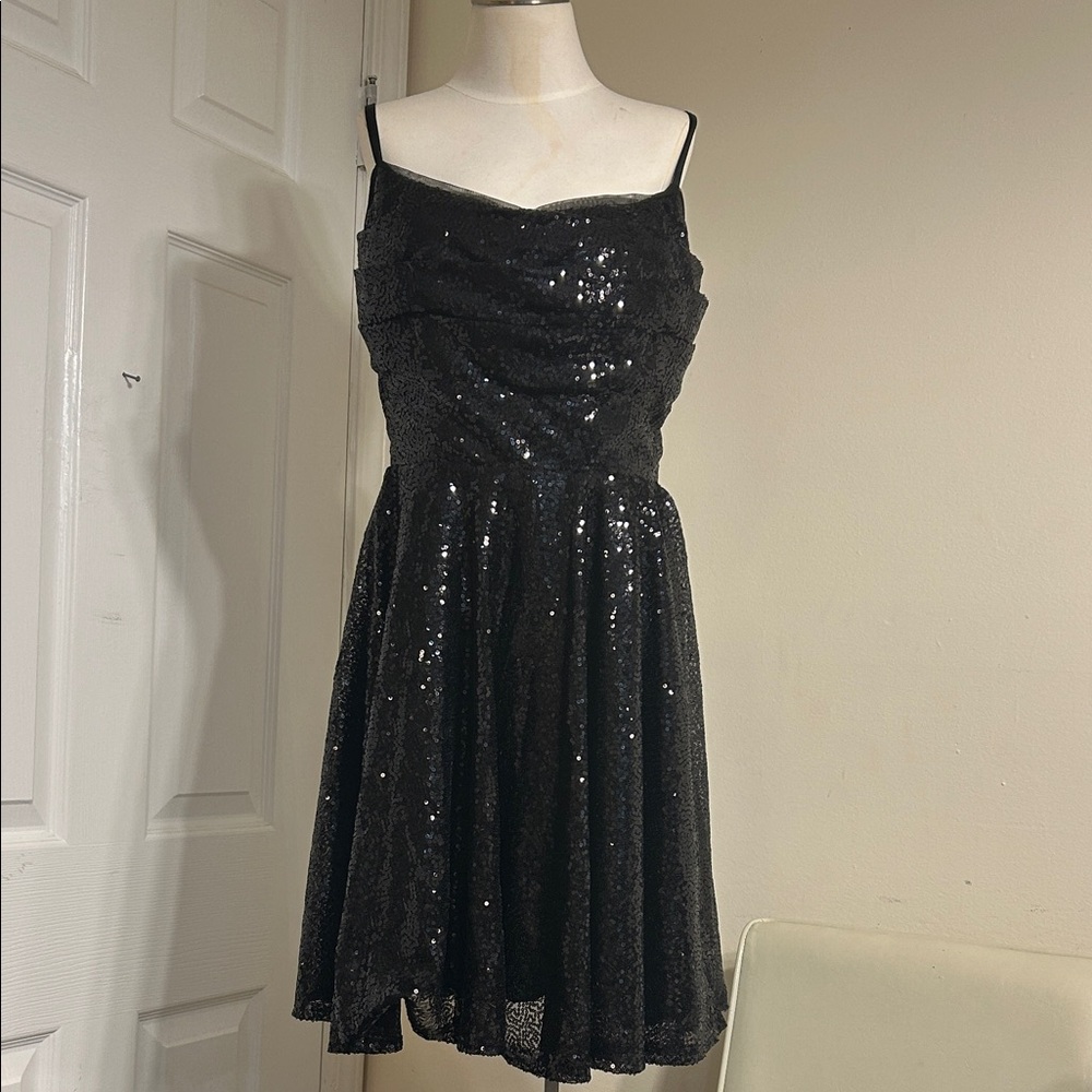 Kidz Sparkling Black Sequin Party Dress